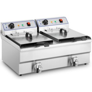 Royal Catering Elektro-Doppel-Fritteuse - 220 V - Ablasshahn