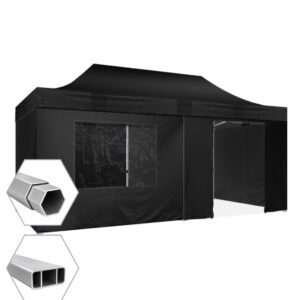 DURATENT FALTZELT HEXA40, 3M X 6M, SCHWARZ