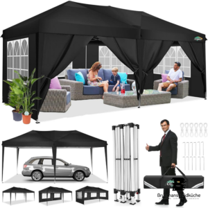 Miete: Partyzelt UNICO 5x10m, Schwarz